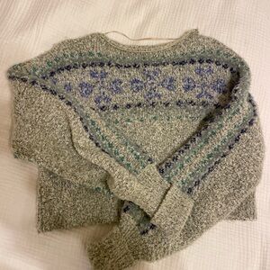 Free People Gray Sweater with Blue and Green Accents
